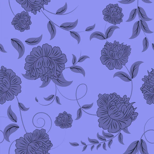 花のシームレスなベクトルパターン 非常にパーリ色 2022年の現代的な色でエレガントなデザイン 花と渦の要素 テキスタイルプリントや壁紙に最適 — ストックベクタ