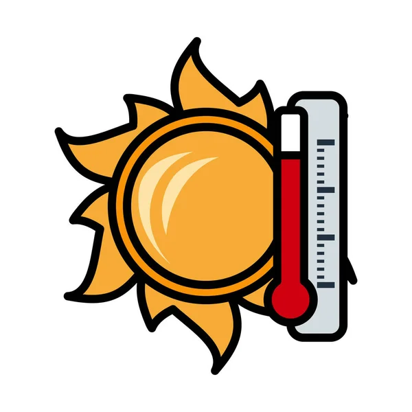 Icon Sun Thermometer Editable Bold Outline Color Fill Design Vector — Stock Vector