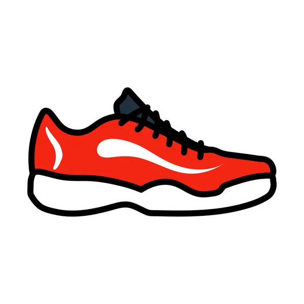 Tenis Sneaker Icon Esquema Audaz Editable Con Diseño Relleno Color — Vector de stock