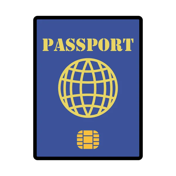Ikona Paszportu Chipem Edytowalny Pogrubiony Kontur Kolorowym Wzorem Wypełniacza Ilustracja — Wektor stockowy