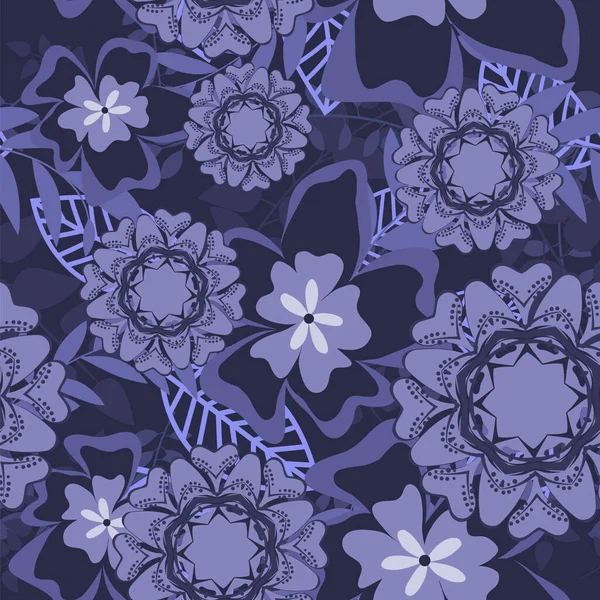 花のシームレスなベクトルパターン 非常にパーリ色 2022年の現代的な色でエレガントなデザイン 花と渦の要素 テキスタイルプリントや壁紙に最適 — ストックベクタ