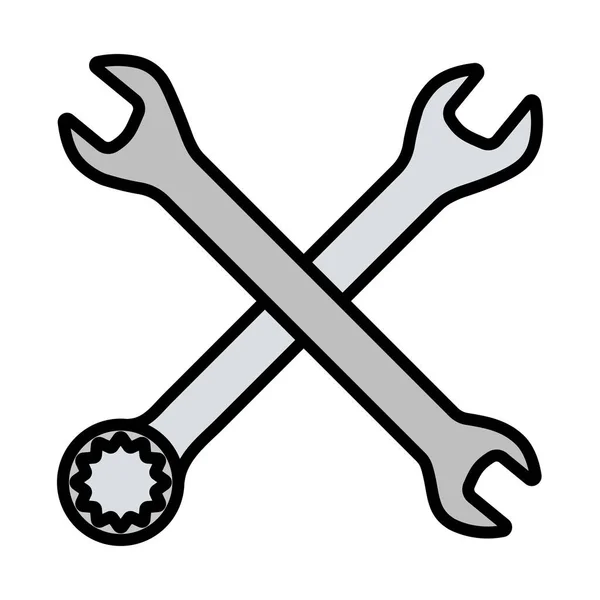 Icon Crossed Wrench Editable Bold Outline Color Fill Design Vector — Stock Vector