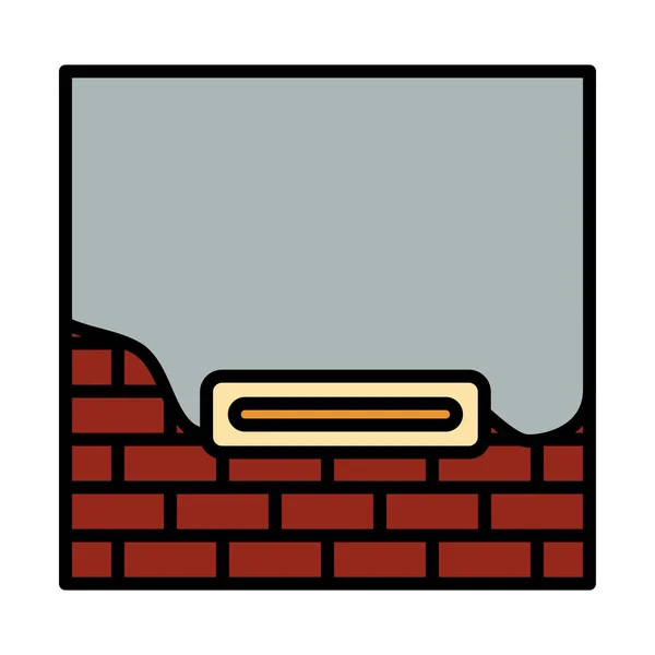 Icon Plastered Brick Wall Жирный Контур Таблицы Цветовой Начинкой Векторная — стоковый вектор