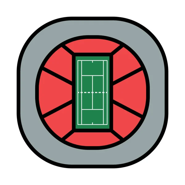 Іконка Тенісного Стадіону Видом Повітря Сміливий Контур Дизайном Заповнення Кольорів — стоковий вектор