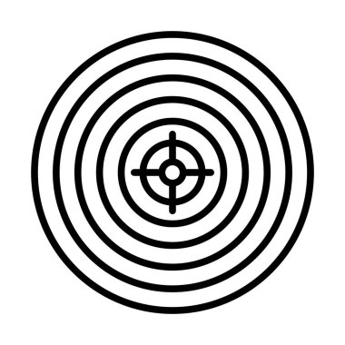 Ortadaki Simgede Dartlı Hedef. Düzenlenebilir genişlikte kalın tasarım. Vektör İllüstrasyonu.