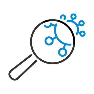 Coronavirus Molekül Simgesi Üzerinde Büyüteç. Renk Doldurma Tasarımı ile Düzenlenebilir Kalın Tasarım. Vektör İllüstrasyonu.