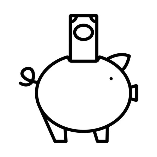 Piggy Bank Icon Diseño Contorno Audaz Con Ancho Carrera Editable — Vector de stock