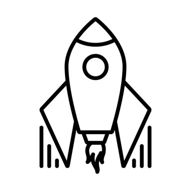 Roket Simgesini Başlat. Düzenlenebilir genişlikte kalın tasarım. Vektör İllüstrasyonu.