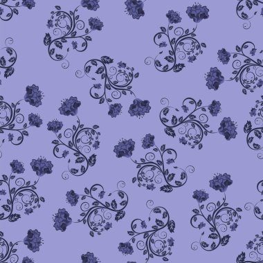 Çiçeksiz vektör deseni. Çok Peri renginde zarif bir tasarım, 2022 yılının modern rengi. Çiçek ve girdap elementi. Tekstil baskısı ve duvar kağıtları için ideal.