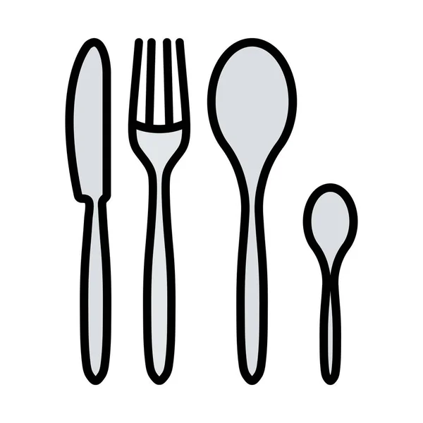 Silverware Set Icon Schiță Îndrăzneață Editabilă Design Umplere Culorilor Vector — Vector de stoc