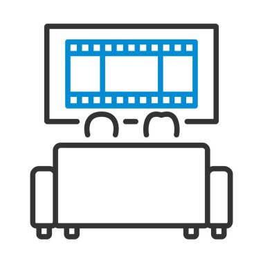 Sinema Kanepesi Simgesi. Renk Doldurma Tasarımı ile Düzenlenebilir Kalın Tasarım. Vektör İllüstrasyonu.