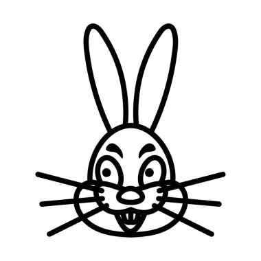 Paskalya Tavşanı Simgesi. Düzenlenebilir genişlikte kalın tasarım. Vektör İllüstrasyonu.