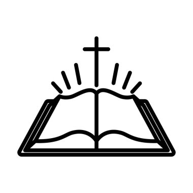 Kutsal İncil ikonu. Düzenlenebilir genişlikte kalın tasarım. Vektör İllüstrasyonu.