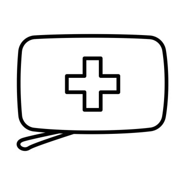 Dağcı ilk yardım seti simgesi. Düzenlenebilir genişlikte kalın tasarım. Vektör İllüstrasyonu.