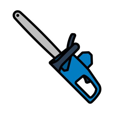 Testere Simgesi. Renk Doldurma Tasarımı ile Düzenlenebilir Kalın Tasarım. Vektör İllüstrasyonu.