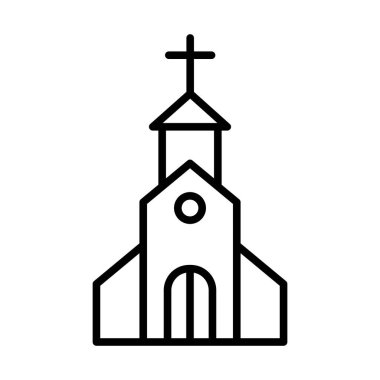 Kilise ikonu. Düzenlenebilir genişlikte kalın tasarım. Vektör İllüstrasyonu.