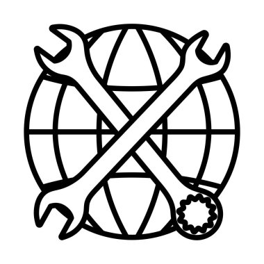 İşçi Bayramı ikonu. Düzenlenebilir genişlikte kalın tasarım. Vektör İllüstrasyonu.