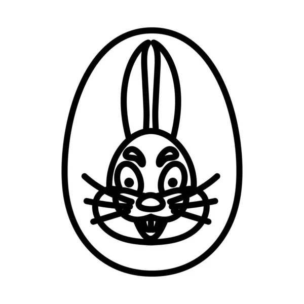 Huevo Pascua Con Icono Conejo Diseño Contorno Audaz Con Ancho — Vector de stock