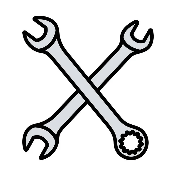 Crossed Wrench Icon Editable Bold Outline Color Fill Design Vector — Stock Vector