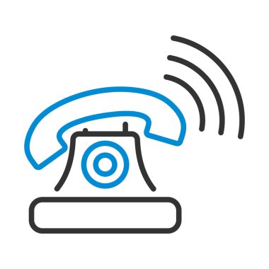 Eski Telefon Simgesi. Renk Doldurma Tasarımı ile Düzenlenebilir Kalın Tasarım. Vektör İllüstrasyonu.