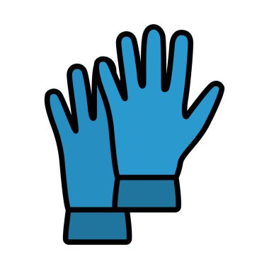 Kauçuk Koruyucu Eldiven Simgesi. Renk Doldurma Tasarımı ile Düzenlenebilir Kalın Tasarım. Vektör İllüstrasyonu.