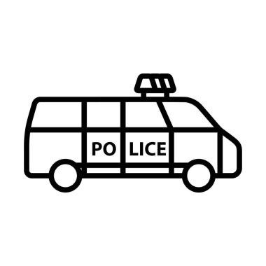 Polis Van Icon. Düzenlenebilir genişlikte kalın tasarım. Vektör İllüstrasyonu.