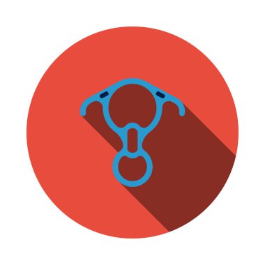 Dağcı Descender Simgesi. Uzun Gölgeli Düz Çember Şablon Tasarımı. Vektör İllüstrasyonu.