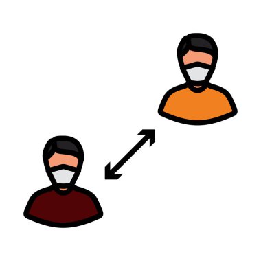 Sosyal Mesafe Simgesi. Renk Doldurma Tasarımı ile Düzenlenebilir Kalın Tasarım. Vektör İllüstrasyonu.