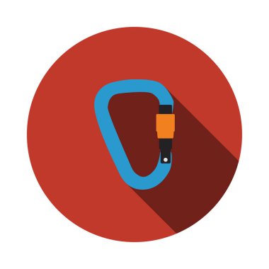 Dağcı Carabine Icon. Uzun Gölgeli Düz Çember Şablon Tasarımı. Vektör İllüstrasyonu.