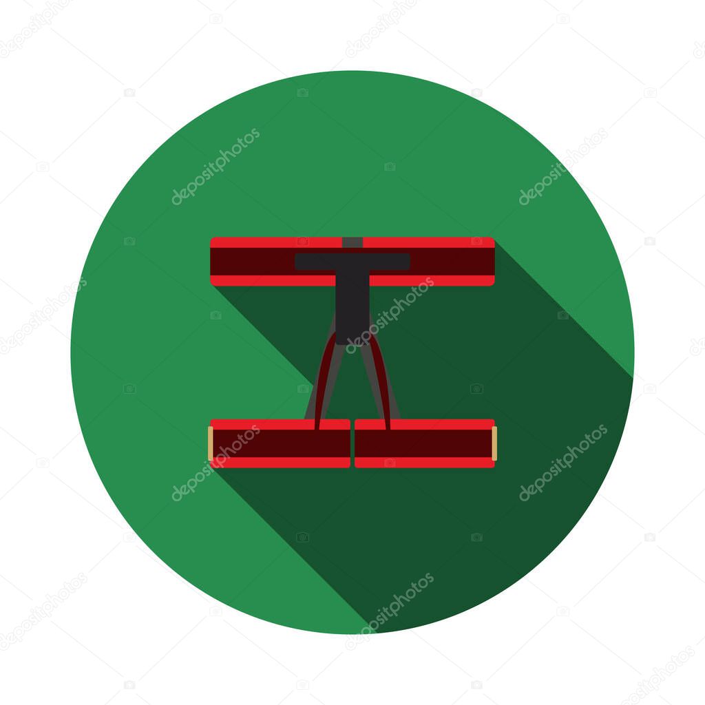 Alpinist Belay Belt Icon. Flat Circle Stencil Design With Long Shadow. Vector Illustration.