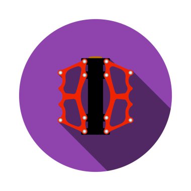 Bisiklet Pedalı Simgesi. Uzun Gölgeli Düz Çember Şablon Tasarımı. Vektör İllüstrasyonu.