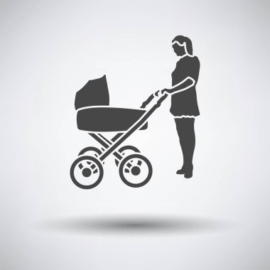 Anneler Günü ikonu. Koyu Gri Arkaplan ve Yuvarlak Gölge. Vektör İllüstrasyonu.