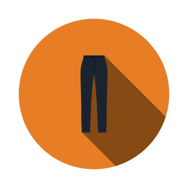 İş Pantolonu Simgesi. Uzun Gölgeli Düz Çember Şablon Tasarımı. Vektör İllüstrasyonu.