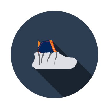 Ayakkabı Örtüsü Simgesi. Uzun Gölgeli Düz Çember Şablon Tasarımı. Vektör İllüstrasyonu.