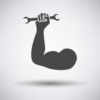 İşçi Bayramı ikonu. Koyu Gri Arkaplan ve Yuvarlak Gölge. Vektör İllüstrasyonu.