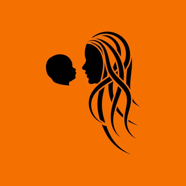 Ikona Dnia Matki Czarny Pomarańczowym Tle Ilustracja Wektora — Wektor stockowy