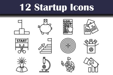 Başlangıç Simgesi Ayarları. Düzenlenebilir genişlikte kalın tasarım. Vektör İllüstrasyonu.