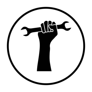 İşçi Bayramı ikonu. İnce Çember Şablon Tasarımı. Vektör İllüstrasyonu.