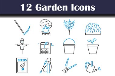 Bahçe Simgesi Seti. Düzenlenebilir genişlikte kalın tasarım. Vektör İllüstrasyonu.