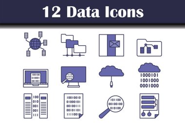 Veri Simgesi Ayarlandı. Renk Doldurma Tasarımı ile Düzenlenebilir Kalın Tasarım. Vektör İllüstrasyonu.