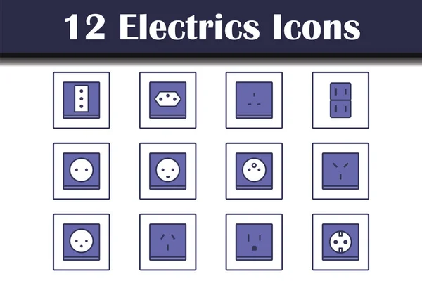 Conjunto Iconos Eléctricos Esquema Audaz Editable Con Diseño Relleno Color — Vector de stock