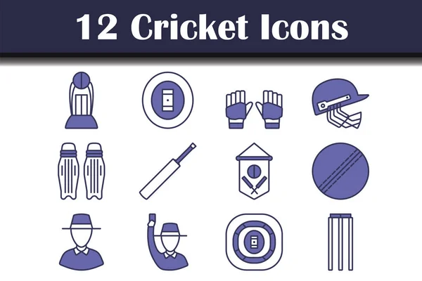 stock vector Cricket Icon Set. Editable Bold Outline With Color Fill Design. Vector Illustration.