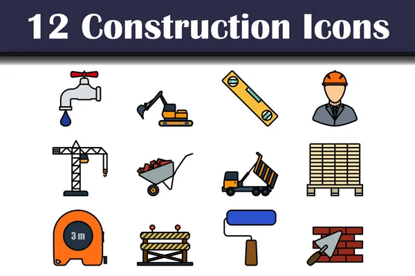 Conjunto Iconos Construcción Diseño Contorno Audaz Con Ancho Carrera Editable — Vector de stock