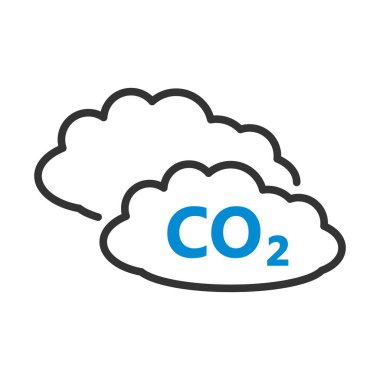 CO 2 Bulut Simgesi. Renk Doldurma Tasarımı ile Düzenlenebilir Kalın Tasarım. Vektör İllüstrasyonu.