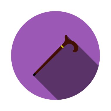 Yürüyen Çubuk Simgesi. Uzun Gölgeli Düz Çember Şablon Tasarımı. Vektör İllüstrasyonu.