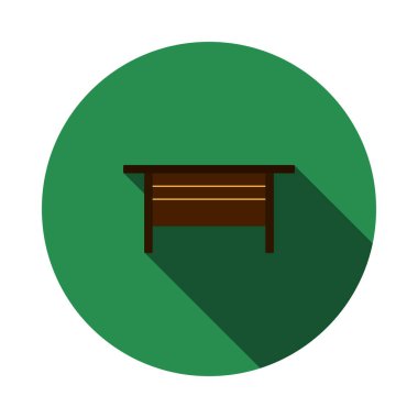 Patron Ofis Masa Simgesi. Uzun Gölgeli Düz Çember Şablon Tasarımı. Vektör İllüstrasyonu.