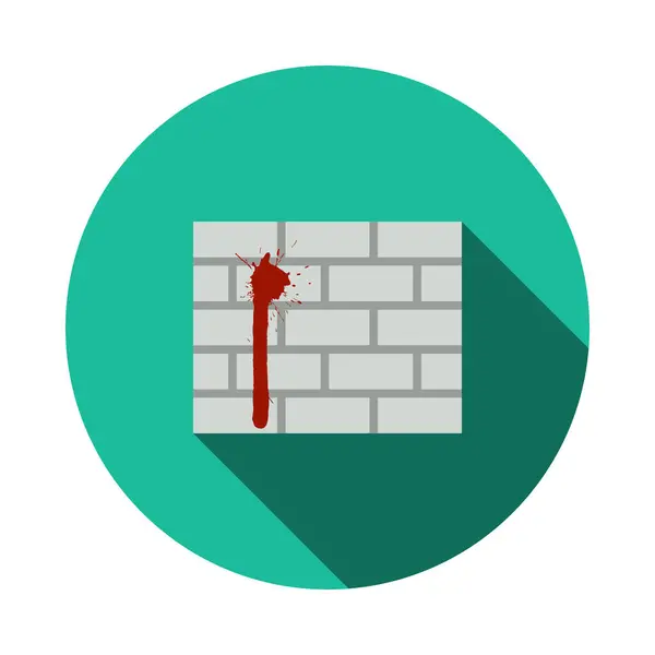 Blood Brick Wall Icon Projeto Estêncil Círculo Plano Com Sombra Ilustração De Bancos De Imagens