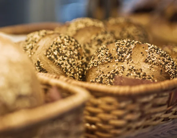 Baked bread in basket. series — Stock Photo, Image