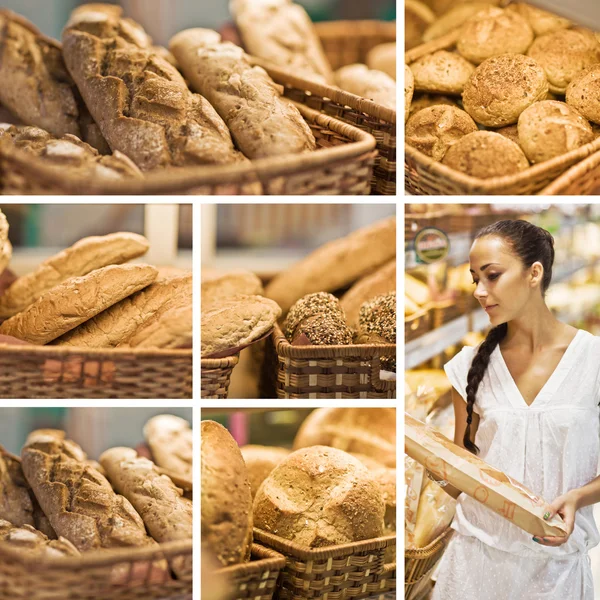 Woman choose Fresh baked bread — Stock Photo, Image