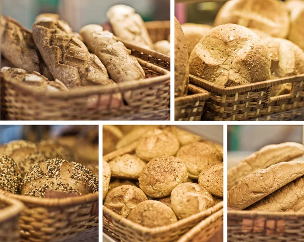 Baked bread in basket. series — Stock Photo, Image